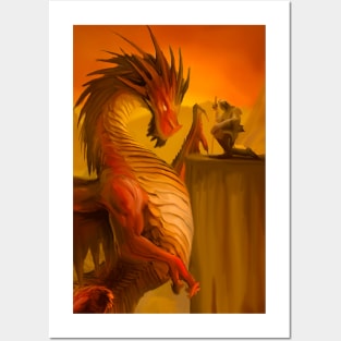 Fantasy Dragon and Knight Art Posters and Art